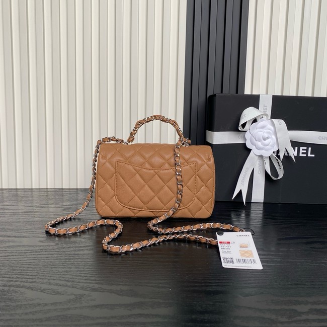 CHANEL Clutch With Chain AS2701 brown&Silver Metal