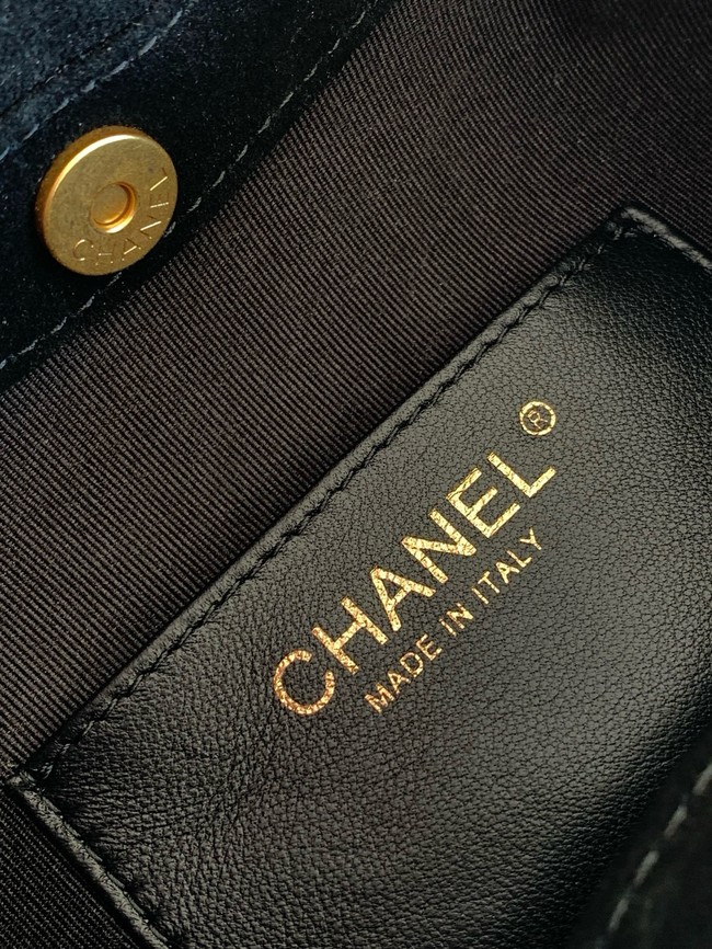 CHANEL Hobo Bag Suede AS6010 black