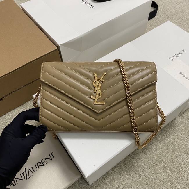SAINT LAURENT WOC Classic Monogramme Flap Bag 360452 Apricot