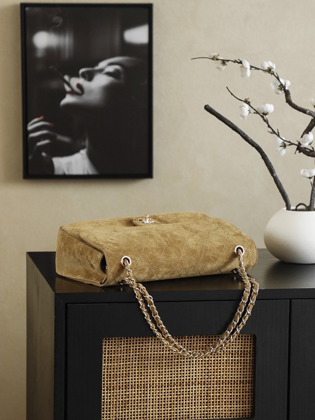 CHANEL Maxi Flapbag Suede Calfskin AS6233 brown