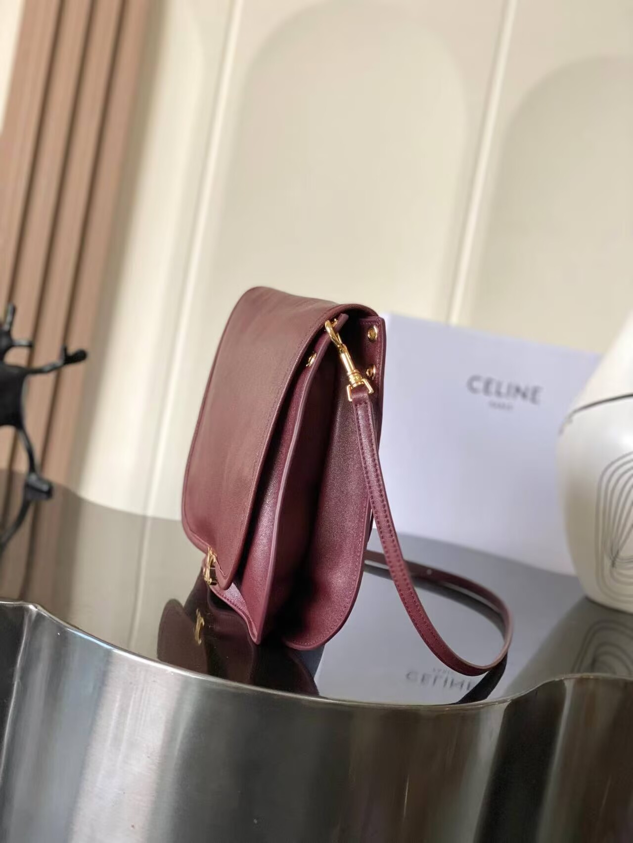 CELINE Original Leather Shoulder Bag C63201 Burgundy CELINE Original Leather Shoulder Bag C63201 Burgundy