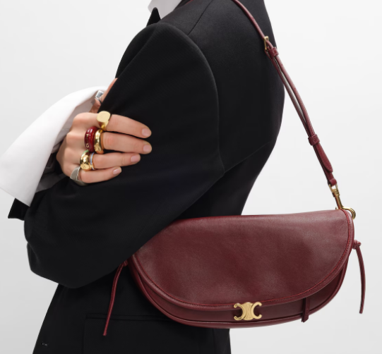 CELINE LITTLE HALFMOON SOFT TRIOMPHE IN SUPPLE SHINY LAMBSKIN 73778 SYRAH CELINE LITTLE HALFMOON SOFT TRIOMPHE IN SUPPLE SHINY LAMBSKIN 73778 SYRAH