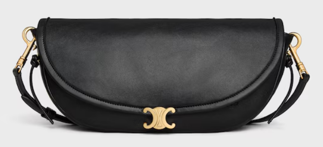 CELINE LITTLE HALFMOON SOFT TRIOMPHE IN SUPPLE SHINY LAMBSKIN 73778 black