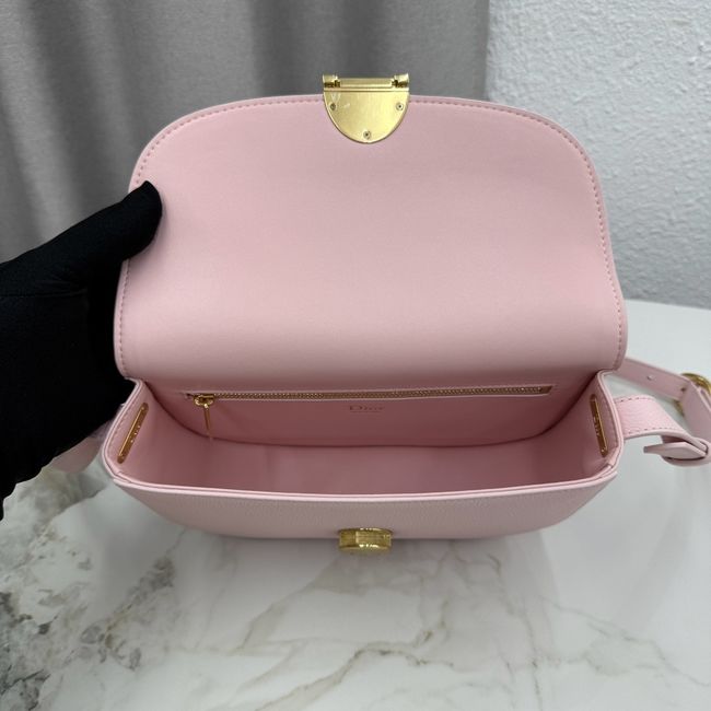 Medium Dior Medaillon Flap Bag Grained Calfskin M3920QD Rose Tendre