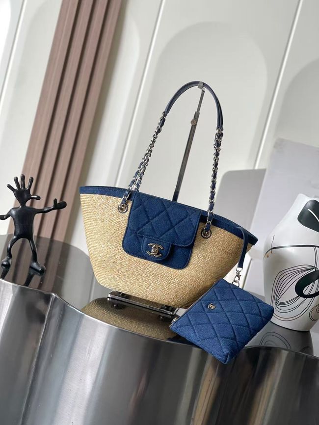 CHANEL Small Tote AS5951 Beige & blu