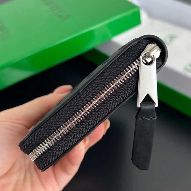 Bottega Veneta Woven Mycelium Zip-Around Wallet 02008 BLACK Bottega Veneta Woven Mycelium Zip-Around Wallet 02008 BLACK