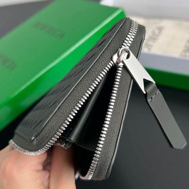 Bottega Veneta Woven Mycelium Zip-Around Wallet 02008 dark green Bottega Veneta Woven Mycelium Zip-Around Wallet 02008 dark green
