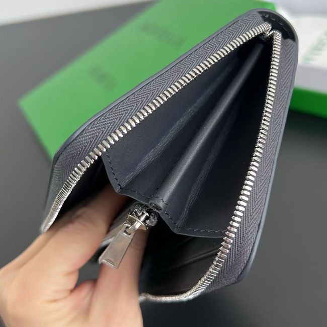 Bottega Veneta Woven Mycelium Zip-Around Wallet A003AD dark blue Bottega Veneta Woven Mycelium Zip-Around Wallet A003AD dark blue