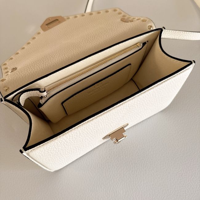 VALENTINO ROCKSTUD Small grained calfskin Shoulder Bag B0T76 Cream VALENTINO ROCKSTUD Small grained calfskin Shoulder Bag B0T76 Cream