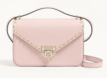 VALENTINO ROCKSTUD Small grained calfskin Shoulder Bag B0T76 pink