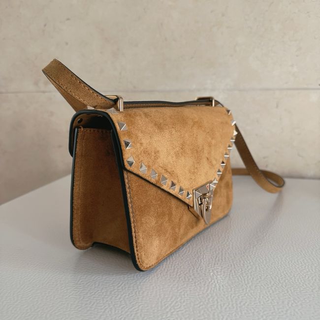 VALENTINO ROCKSTUD Small suede Shoulder Bag B0T76 brown VALENTINO ROCKSTUD Small suede Shoulder Bag B0T76 brown