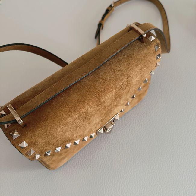 VALENTINO ROCKSTUD Small suede Shoulder Bag B0T76 brown VALENTINO ROCKSTUD Small suede Shoulder Bag B0T76 brown