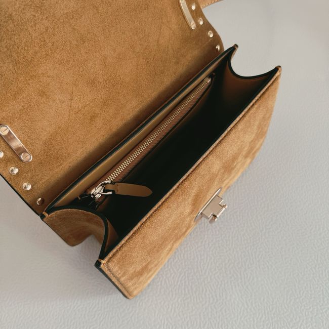 VALENTINO ROCKSTUD Small suede Shoulder Bag B0T76 brown VALENTINO ROCKSTUD Small suede Shoulder Bag B0T76 brown
