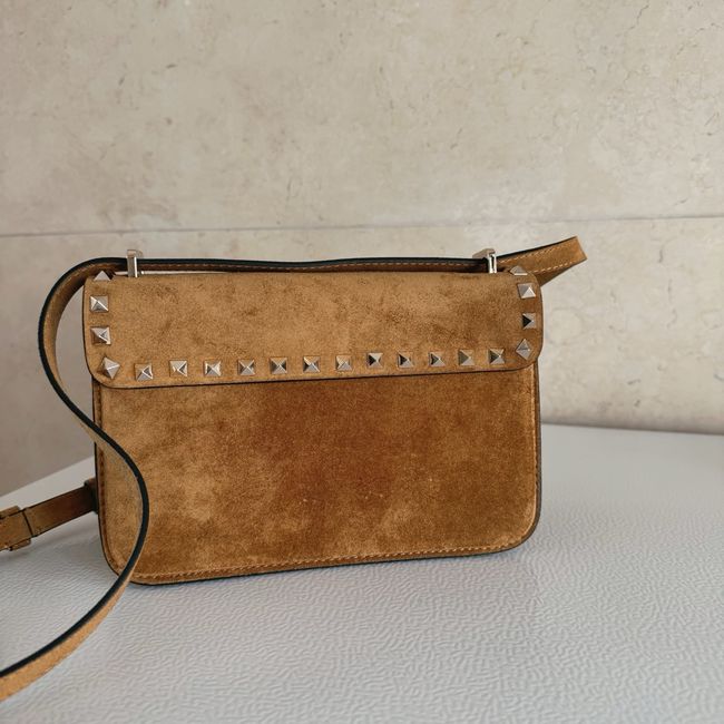 VALENTINO ROCKSTUD Small suede Shoulder Bag B0T76 brown VALENTINO ROCKSTUD Small suede Shoulder Bag B0T76 brown