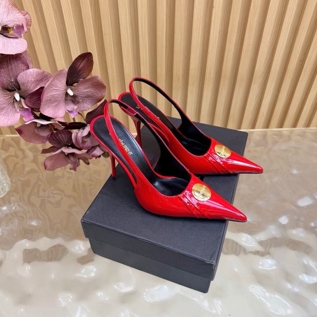 Saint Laurent LOUIS slingback pumps in patent leather and satin A001C-3 Saint Laurent LOUIS slingback pumps in patent leather and satin A001C-3
