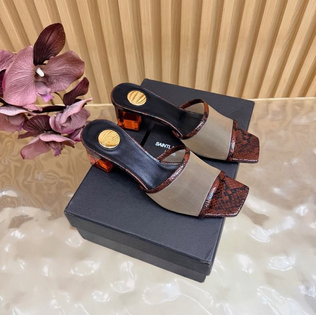 Yves saint Laurent SIP mule sandals in mesh and python 67092-3 Yves saint Laurent SIP mule sandals in mesh and python 67092-3