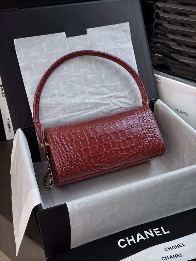 Chanel Clutch with chain Crocodile Embossed AP5294 Burgundy Chanel Clutch with chain Crocodile Embossed AP5294 Burgundy