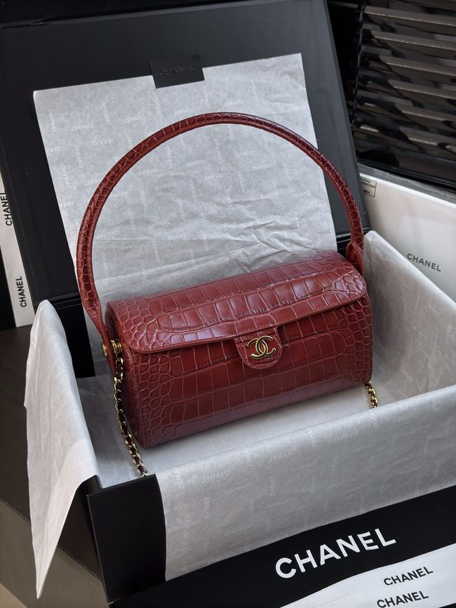 Chanel Clutch with chain Crocodile Embossed AP5294 Burgundy