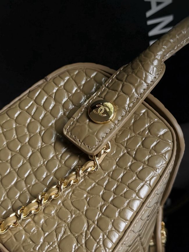 Chanel Clutch with chain Crocodile Embossed AP5294 Dark Khaki Chanel Clutch with chain Crocodile Embossed AP5294 Dark Khaki