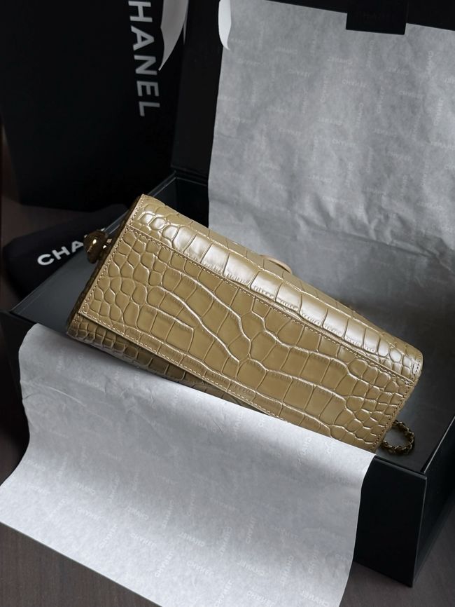 Chanel Clutch with chain Crocodile Embossed AP5294 Dark Khaki Chanel Clutch with chain Crocodile Embossed AP5294 Dark Khaki