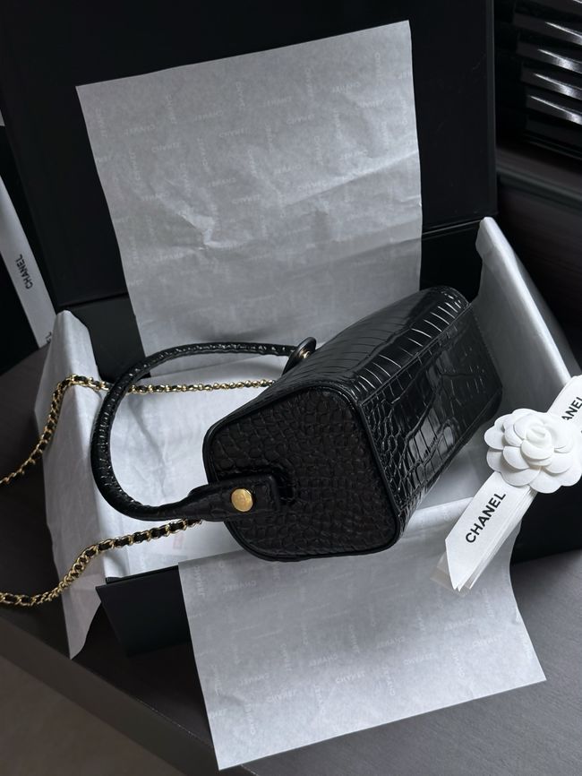 Chanel Clutch with chain Crocodile Embossed AP5294 black Chanel Clutch with chain Crocodile Embossed AP5294 black