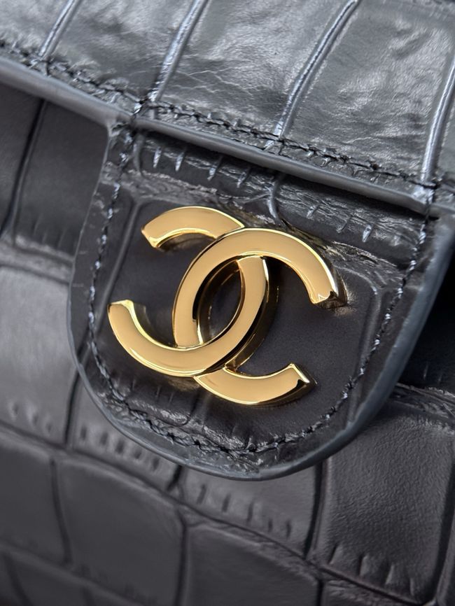 Chanel Clutch with chain Crocodile Embossed AP5294 dark gray Chanel Clutch with chain Crocodile Embossed AP5294 dark gray