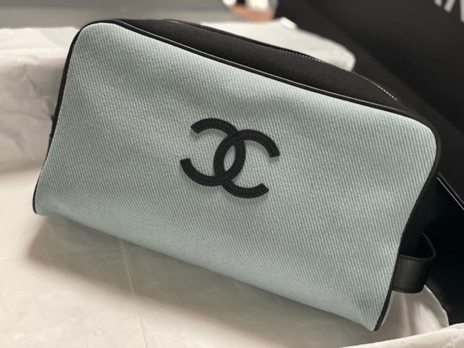 Chanel Large Zipped Pouch AP5267 Blue & Black