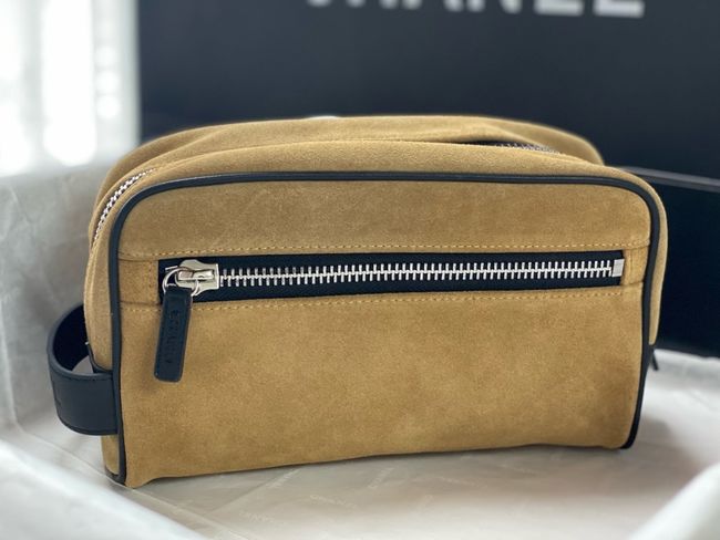 Chanel Suede Calfskin Zipped Pouch AS5226 brown Chanel Suede Calfskin Zipped Pouch AS5226 brown