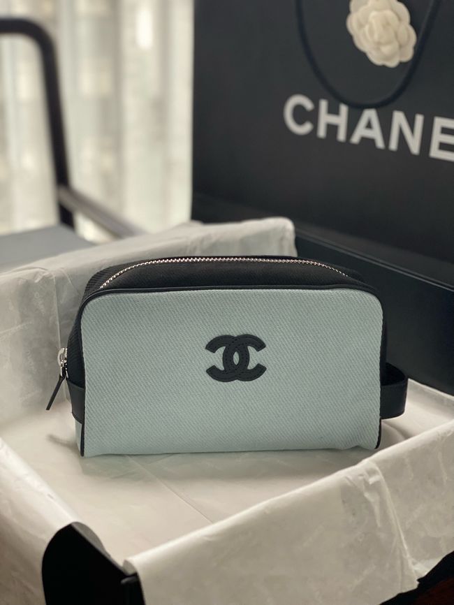 Chanel Zipped Pouch AS5226 Blue & Black