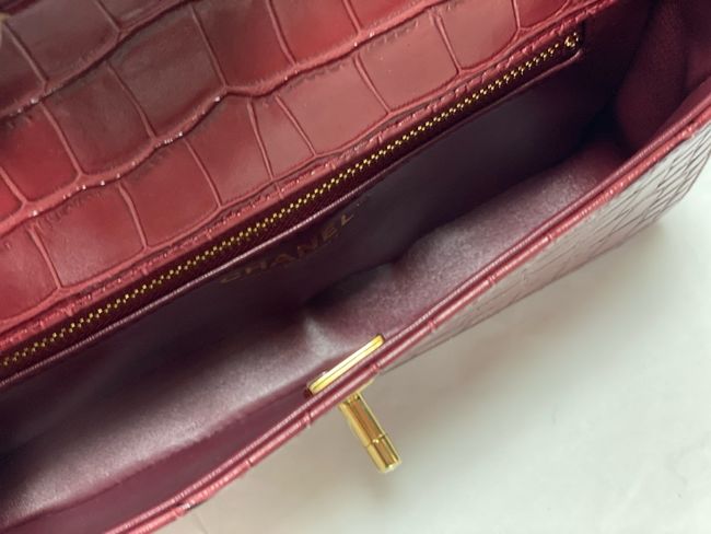 Chanel Clutch with chain Crocodile Embossed AS6340 Burgundy Chanel Clutch with chain Crocodile Embossed AS6340 Burgundy