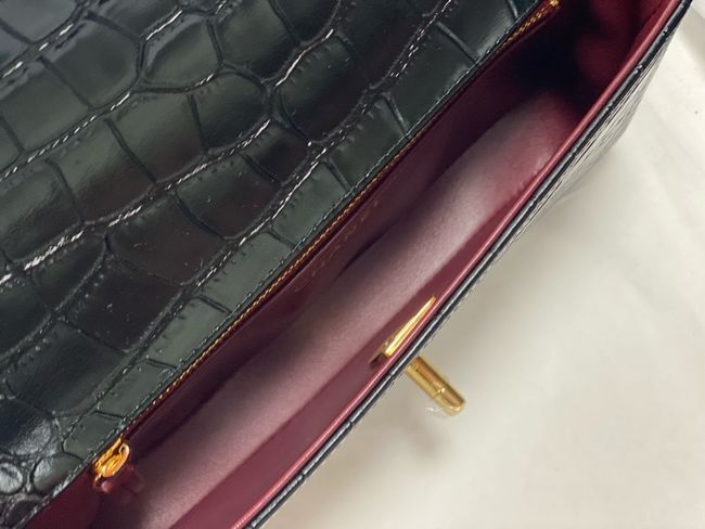 Chanel Clutch with chain Crocodile Embossed AS6340 black Chanel Clutch with chain Crocodile Embossed AS6340 black