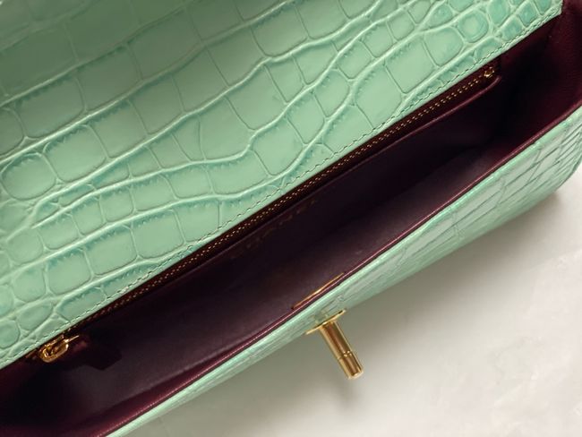 Chanel Clutch with chain Crocodile Embossed AS6340 green Chanel Clutch with chain Crocodile Embossed AS6340 green