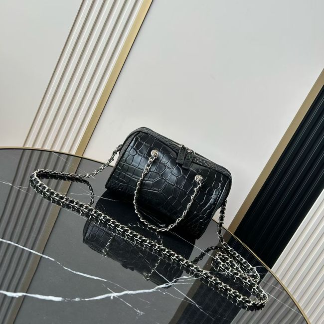 Chanel Clutch with chain Crocodile Embossed AS4474 Black Chanel Clutch with chain Crocodile Embossed AS4474 Black