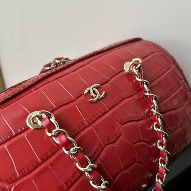 Chanel Clutch with chain Crocodile Embossed AS4474 red Chanel Clutch with chain Crocodile Embossed AS4474 red