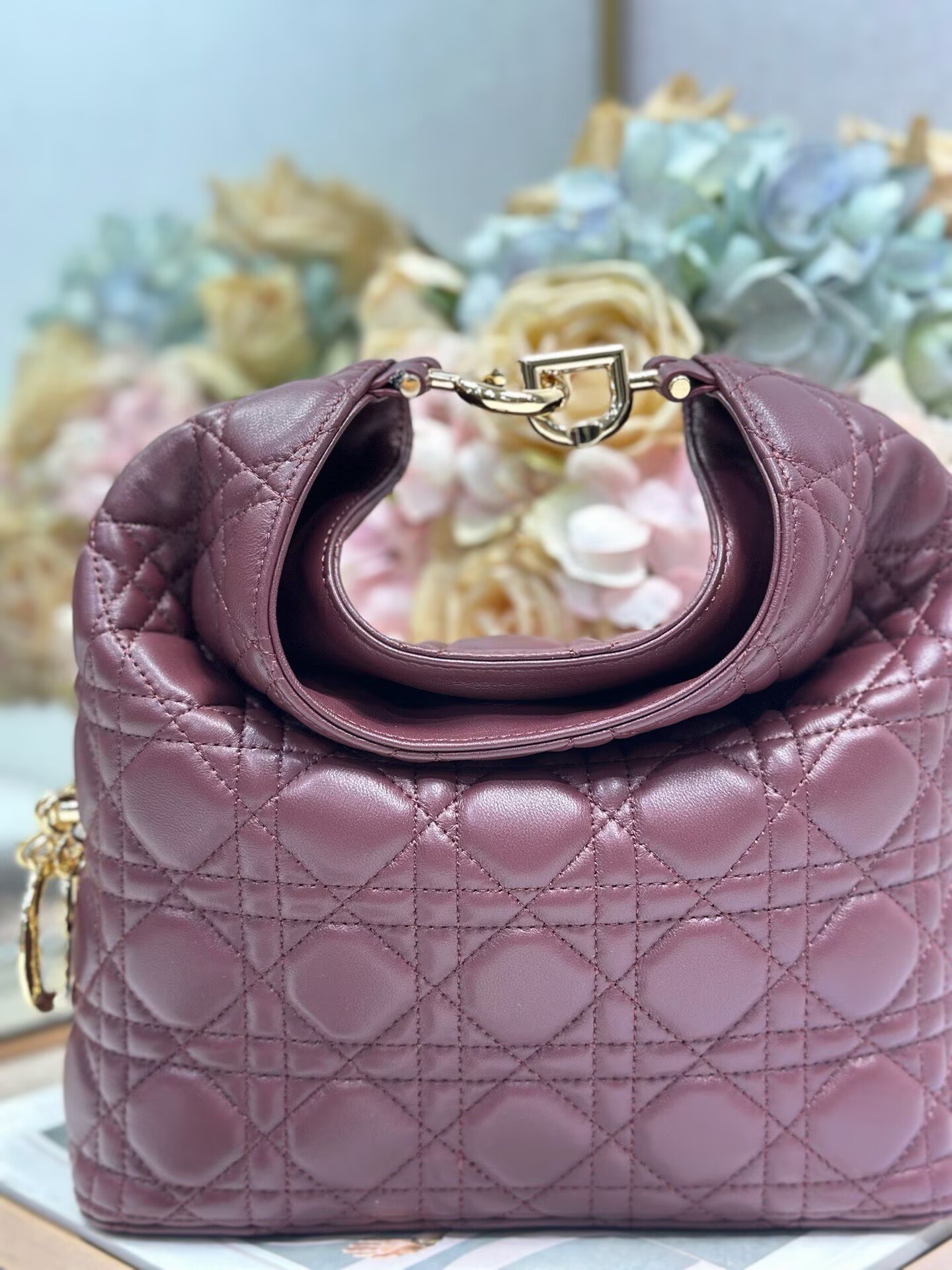 DIOR Original Leather Tote Handbag 1538 Burgundy DIOR Original Leather Tote Handbag 1538 Burgundy