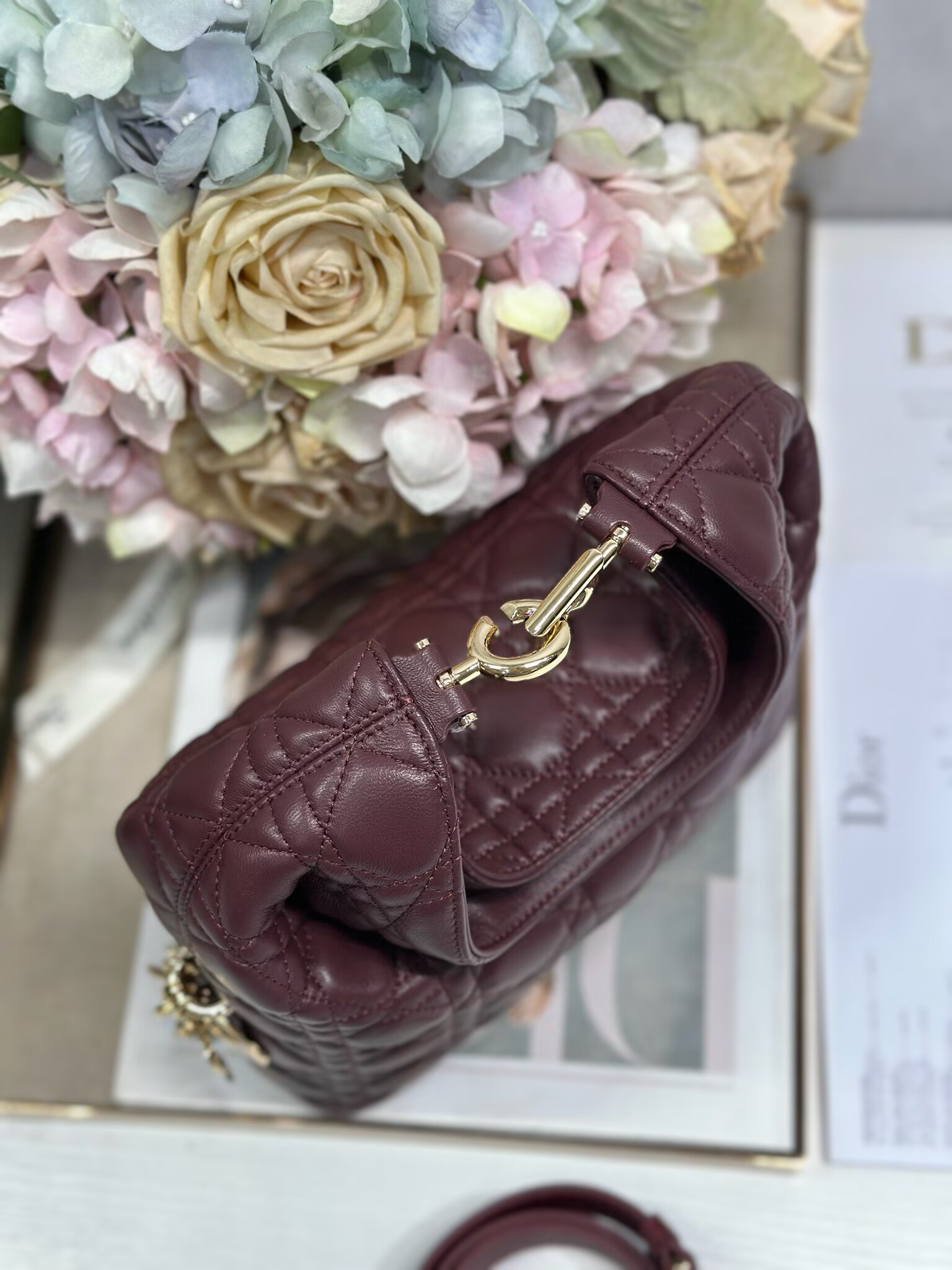 DIOR Original Leather Tote Handbag 1538 Burgundy DIOR Original Leather Tote Handbag 1538 Burgundy