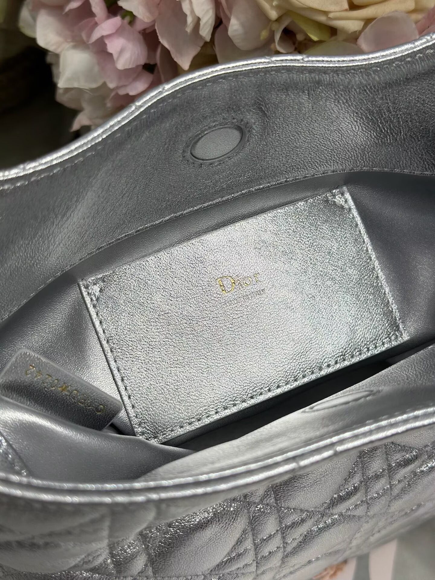 DIOR Original Leather Tote Handbag 1538 Silver DIOR Original Leather Tote Handbag 1538 Silver