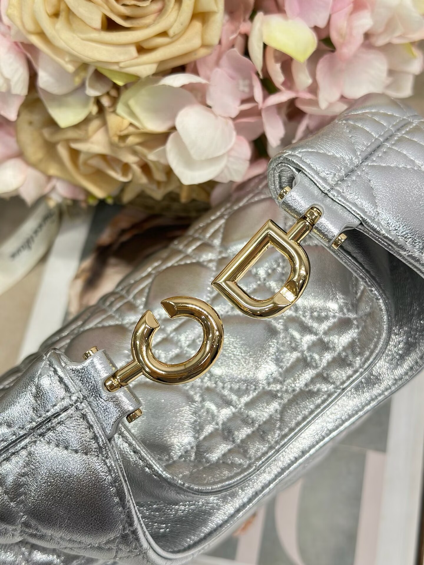 DIOR Original Leather Tote Handbag 1538 Silver DIOR Original Leather Tote Handbag 1538 Silver