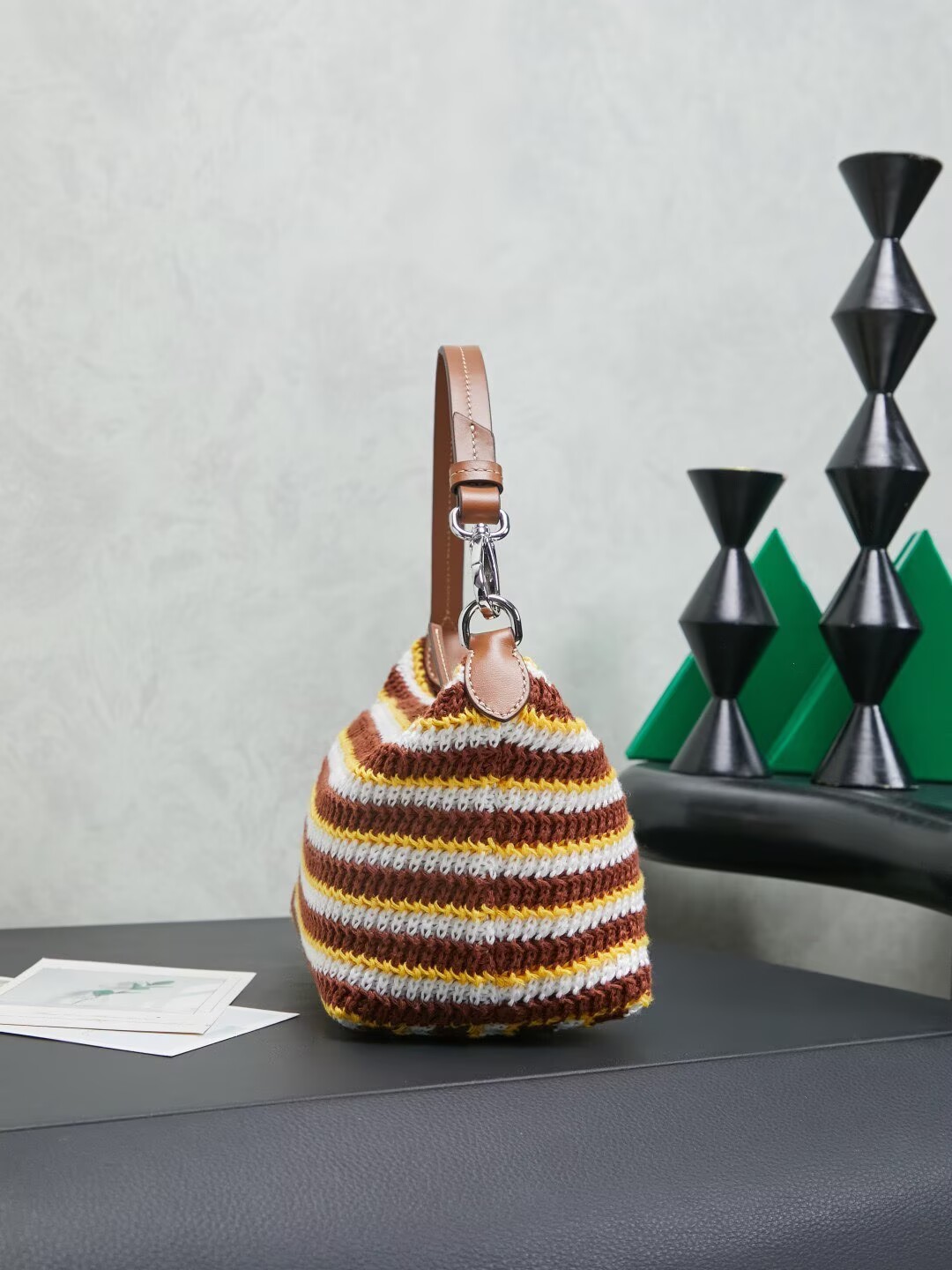 Miumiu Rainbow Weaving Top handle bag 5NE841 Brown&Yellow&White Fabric Miumiu Rainbow Weaving Top handle bag 5NE841 Brown&Yellow&White Fabric
