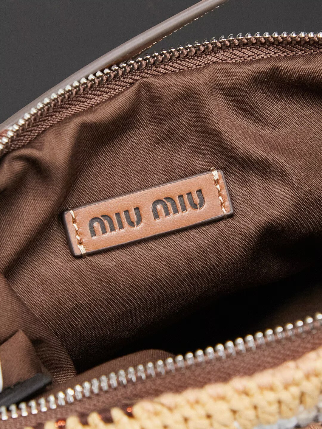 Miumiu Rainbow Weaving Top handle bag 5NE841 Fabrice Brown Miumiu Rainbow Weaving Top handle bag 5NE841 Fabrice Brown