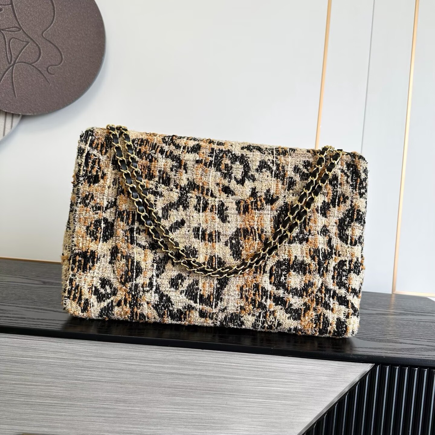 Chanel 26A CF Maxi Flap Tweed Bag AS5640 Leopard Print Chanel 26A CF Maxi Flap Tweed Bag AS5640 Leopard Print