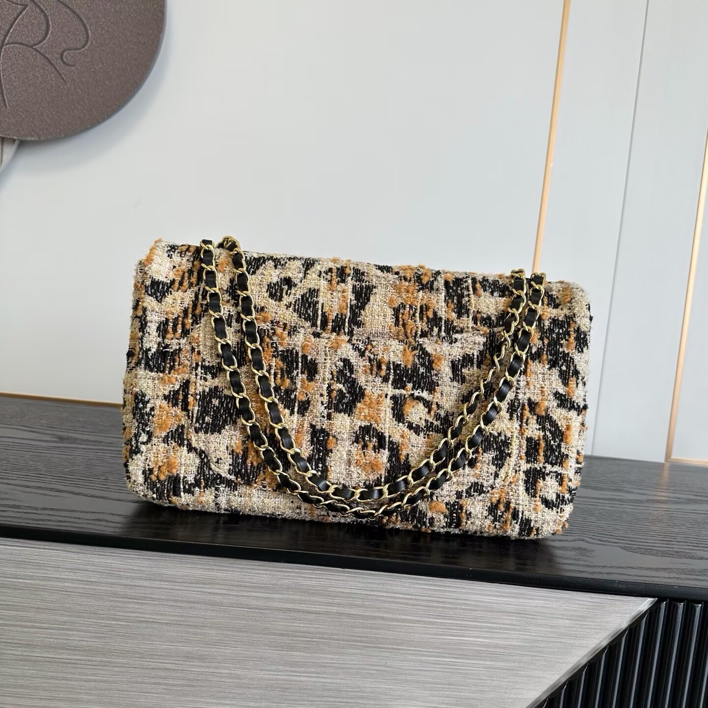 Chanel 26A CF Maxi Flap Tweed Bag AS5641 Leopard Print Chanel 26A CF Maxi Flap Tweed Bag AS5641 Leopard Print