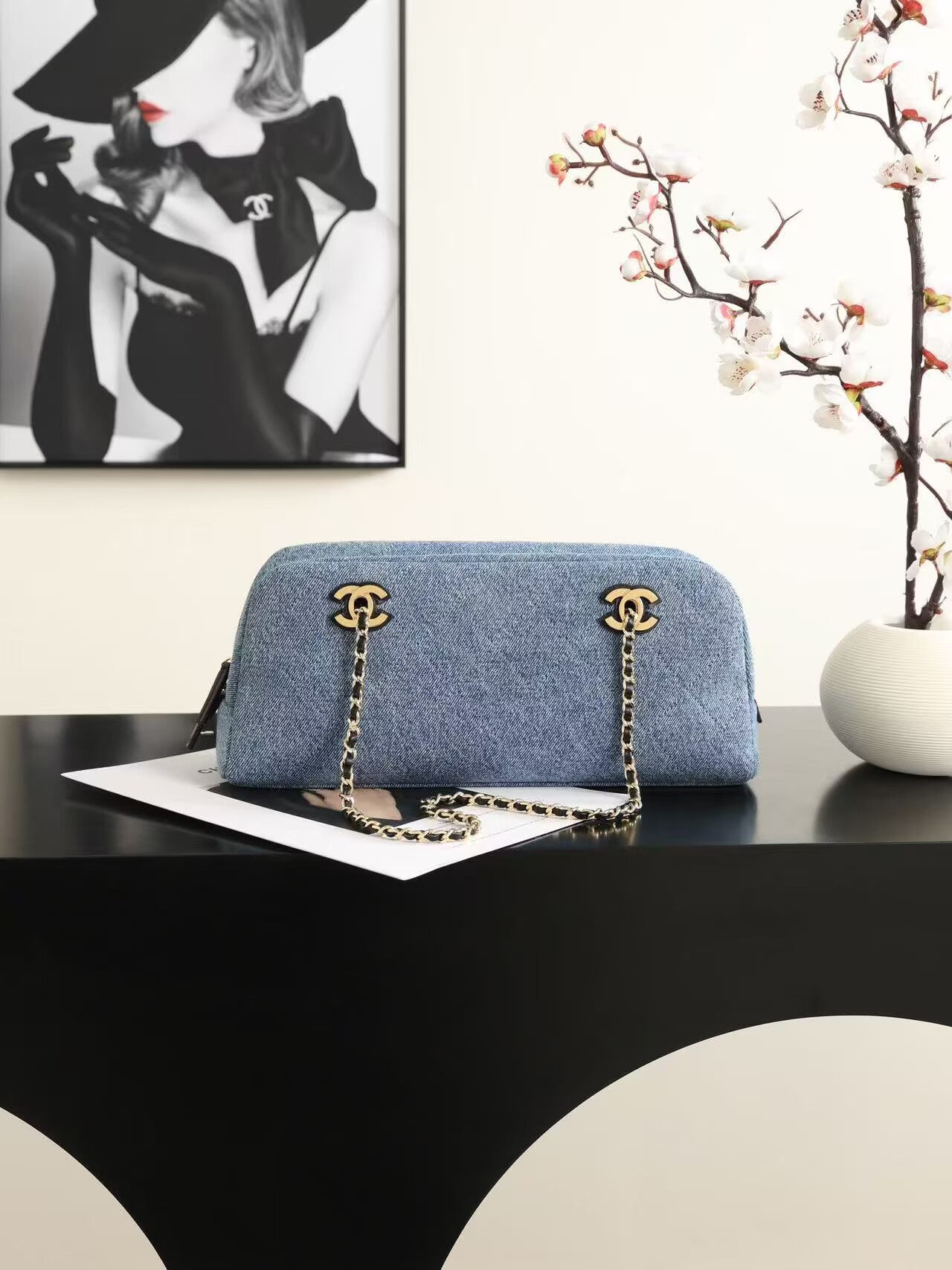 CHANEL Top Handle Shoulder Bag 6301 Denim Blue CHANEL Top Handle Shoulder Bag 6301 Denim Blue