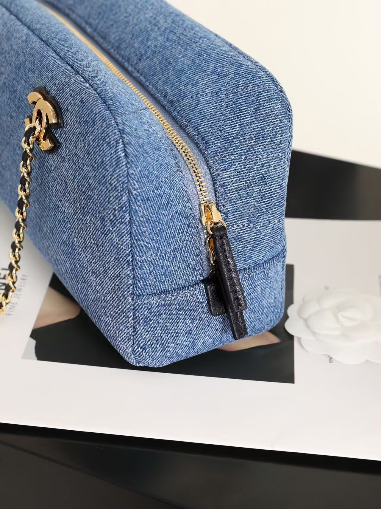 CHANEL Top Handle Shoulder Bag 6301 Denim Blue CHANEL Top Handle Shoulder Bag 6301 Denim Blue