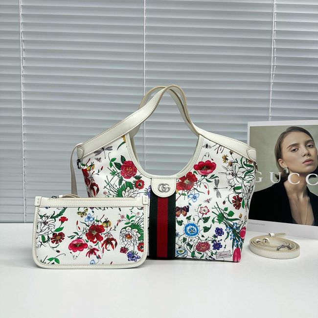 Gucci Giglio Flora large tote bag 853971 white and multicolor Gucci Giglio Flora large tote bag 853971 white and multicolor