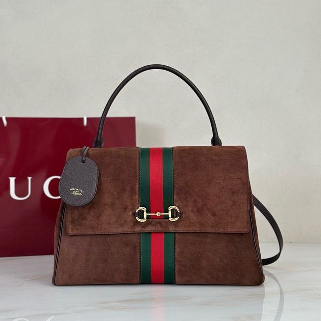 Gucci Paparazzo large top handle bag 875019 dark brown suede Gucci Paparazzo large top handle bag 875019 dark brown suede