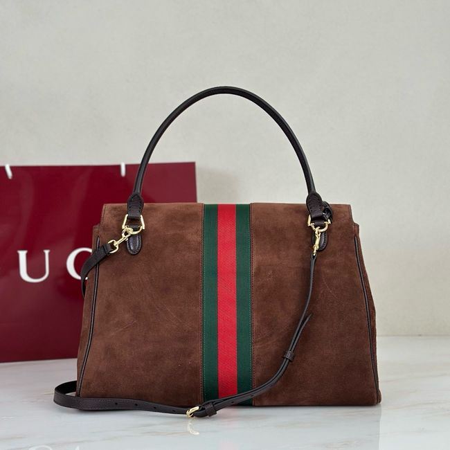 Gucci Paparazzo large top handle bag 875019 dark brown suede Gucci Paparazzo large top handle bag 875019 dark brown suede