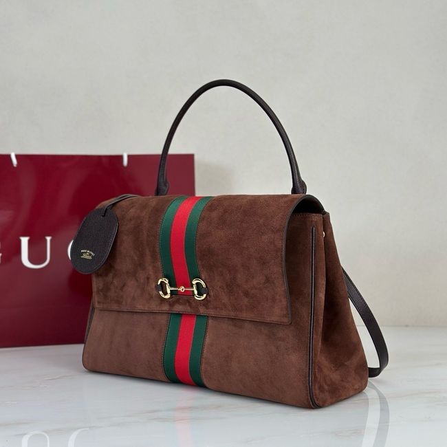 Gucci Paparazzo large top handle bag 875019 dark brown suede Gucci Paparazzo large top handle bag 875019 dark brown suede