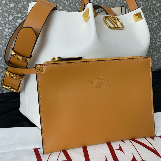 VALENTINO Medium Sheepskin Shoulder Bag 0112L white&brown
