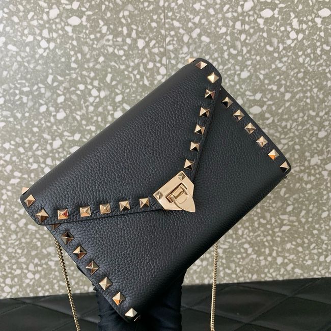 VALENTINO ROCKSTUD Small Calfskin Handbag VA088 black&gold